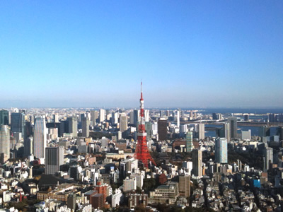 東京タワー（六本木ヒルズ展望台から撮影）